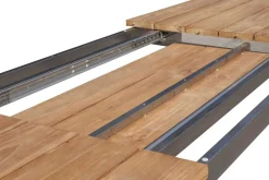 Best Garten-Essgruppe, Edelstahl/Teak, 220/340 x 100 cm, 6 Freischwinger, silber, Tischplattedicke 3cm, FSC®-zertifiziertes Produkt Garten-Essgruppen|Edelstahl-Gartenmöbel