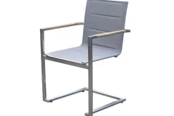 Best Garten-Essgruppe, Edelstahl/Teak, 220/340 x 100 cm, 6 Freischwinger, silber, Tischplattedicke 3cm, FSC®-zertifiziertes Produkt Garten-Essgruppen|Edelstahl-Gartenmöbel