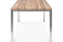 Clearance Garten-Essgruppe, Edelstahl/recyceltes Teak, Tisch 180 x 90 cm, 6 Freischwinger padded, silber, FSC®-zertifiziertes Produkt Garten-Essgruppen