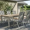 Hot Garten-Essgruppe, Edelstahl/recyceltes Teak, Tisch 180 x 90 cm, 6 Klappstühle, silber, FSC®-zertifiziertes Produkt Garten-Essgruppen|Edelstahl-Gartenmöbel