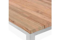 Hot Garten-Essgruppe, Edelstahl/recyceltes Teak, Tisch 180 x 90 cm, 6 Klappstühle, silber, FSC®-zertifiziertes Produkt Garten-Essgruppen|Edelstahl-Gartenmöbel
