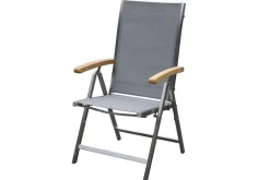 Hot Garten-Essgruppe, Edelstahl/recyceltes Teak, Tisch 180 x 90 cm, 6 Klappstühle, silber, FSC®-zertifiziertes Produkt Garten-Essgruppen|Edelstahl-Gartenmöbel