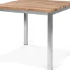 Best Garten-Essgruppe, Edelstahl/recyceltes Teak, Tisch 90 x 90 cm, 4 Freischwinger padded, schwarz, FSC®-zertifiziertes Produkt Garten-Essgruppen