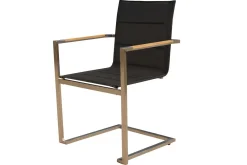 Best Garten-Essgruppe, Edelstahl/recyceltes Teak, Tisch 90 x 90 cm, 4 Freischwinger padded, schwarz, FSC®-zertifiziertes Produkt Garten-Essgruppen