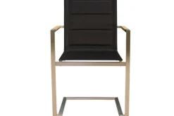 Best Garten-Essgruppe, Edelstahl/recyceltes Teak, Tisch 90 x 90 cm, 4 Freischwinger padded, schwarz, FSC®-zertifiziertes Produkt Garten-Essgruppen