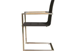 Garten-Essgruppe, Edelstahl/recyceltes Teak, Tisch 180 x 90 cm, 6 Freischwinger padded, schwarz, FSC®-zertifiziertes Produkt Garten-Essgruppen