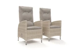 Outlet Garten-Essgruppe für 6 Personen, desert-beige, Alu/Polyrattan, Esstisch 200x 95 cm, verstellbare Diningsessel Polyrattan-Gartenmöbel|Garten-Essgruppen