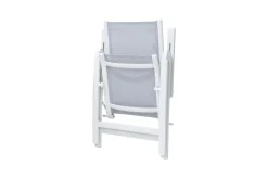 Clearance Garten-Essgruppe für 8 Personen, weiß/hellgrau, Alu/Sicherheitsglas, Tisch ausziehbar, Stühle klappbar Garten-Essgruppen|Aluminium-Gartenmöbel