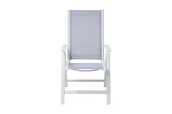 Clearance Garten-Essgruppe für 8 Personen, weiß/hellgrau, Alu/Sicherheitsglas, Tisch ausziehbar, Stühle klappbar Garten-Essgruppen|Aluminium-Gartenmöbel