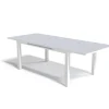 Garten-Essgruppe für 6 Personen, creme/weiß, Alu/Sicherheitsglas, Tisch ausziehbar 180/240 x 100 cm, Stühle klappbar Garten-Essgruppen|Aluminium-Gartenmöbel