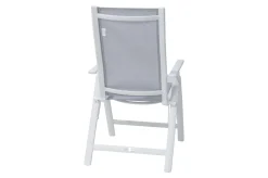 Garten-Essgruppe für 6 Personen, creme/weiß, Alu/Sicherheitsglas, Tisch ausziehbar 180/240 x 100 cm, Stühle klappbar Garten-Essgruppen|Aluminium-Gartenmöbel
