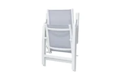 Garten-Essgruppe für 6 Personen, creme/weiß, Alu/Sicherheitsglas, Tisch ausziehbar 180/240 x 100 cm, Stühle klappbar Garten-Essgruppen|Aluminium-Gartenmöbel