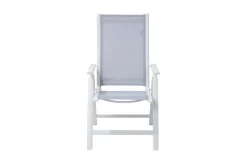 Garten-Essgruppe für 6 Personen, creme/weiß, Alu/Sicherheitsglas, Tisch ausziehbar 180/240 x 100 cm, Stühle klappbar Garten-Essgruppen|Aluminium-Gartenmöbel