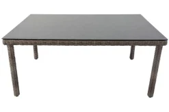 Clearance Garten-Essgruppe, grau, Polyrattan, Tisch 180x120cm, Spraystone, 8mm, 6 Dining Sessel, verstellbar Polyrattan-Gartenmöbel|Garten-Essgruppen