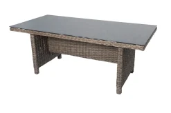 Clearance Garten-Essgruppe, grau, Polyrattan, Tisch 200 x 95 cm, 6 Sessel, verstellbar Polyrattan-Gartenmöbel|Garten-Essgruppen