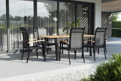 Garten-Essgruppe mit 6 Sesseln, xerix/anthrazit, Alu/Textilene, ausziehbar & stapelbar, witterungsbeständig, Garten-Essgruppen
