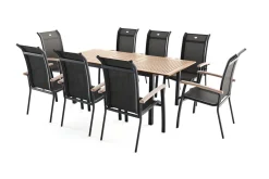 Sale Garten-Essgruppe mit 8 Sesseln, xerix/anthrazit, Alu/Textilene, ausziehbar & stapelbar, witterungsbeständig, hohe Belastbarkeit, pflegeleicht Garten-Essgruppen|Aluminium-Gartenmöbel