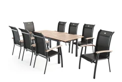 Sale Garten-Essgruppe mit 8 Sesseln, xerix/anthrazit, Alu/Textilene, ausziehbar & stapelbar, witterungsbeständig, hohe Belastbarkeit, pflegeleicht Garten-Essgruppen|Aluminium-Gartenmöbel