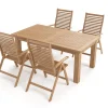 Discount Garten-Essgruppe, natur, Akazie, Ausziehtisch 180/220/260 x 100 cm, 4 Klappstühle, FSC®-zertifiziertes Produkt Garten-Essgruppen|Akazien-Gartenmöbel