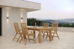 Discount Garten-Essgruppe, natur, Akazie, Ausziehtisch 180/220/260 x 100 cm, 4 Klappstühle, FSC®-zertifiziertes Produkt Garten-Essgruppen|Akazien-Gartenmöbel