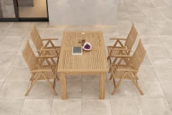 Discount Garten-Essgruppe, natur, Akazie, Ausziehtisch 180/220/260 x 100 cm, 4 Klappstühle, FSC®-zertifiziertes Produkt Garten-Essgruppen|Akazien-Gartenmöbel