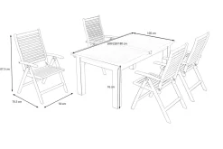 Discount Garten-Essgruppe, natur, Akazie, Ausziehtisch 180/220/260 x 100 cm, 4 Klappstühle, FSC®-zertifiziertes Produkt Garten-Essgruppen|Akazien-Gartenmöbel