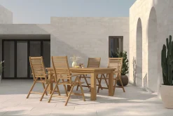 Discount Garten-Essgruppe, natur, Akazie, Ausziehtisch 180/220/260 x 100 cm, 4 Klappstühle, FSC®-zertifiziertes Produkt Garten-Essgruppen|Akazien-Gartenmöbel