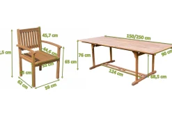 Online Garten-Essgruppe, natur, Akazie, Ausziehtisch 150/200 x 90 cm, 8 Armlehnensessel, FSC®-zertifiziertes Produkt Garten-Essgruppen|Akazien-Gartenmöbel