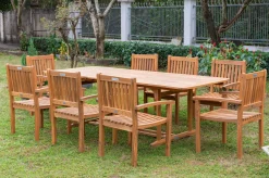 Online Garten-Essgruppe, natur, Akazie, Ausziehtisch 150/200 x 90 cm, 8 Armlehnensessel, FSC®-zertifiziertes Produkt Garten-Essgruppen|Akazien-Gartenmöbel