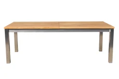 New Garten-Essgruppe, natur/anthrazit, Edelstahl/Textilene/Teakholz, Ausziehtisch 220/340x100cm, 6 Diningsessel, FSC®-zertifiziertes Produkt Edelstahl-Gartenmöbel