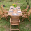 Clearance Garten-Essgruppe, natur, Akazie, Ausziehtisch 150/200 x 90 cm, 6 Klappstühle, klappbar, FSC®-zertifiziertes Produkt Garten-Essgruppen|Akazien-Gartenmöbel
