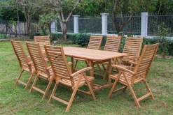 Garten-Essgruppe, natur, Akazie, Ausziehtisch 180/240 x 100 cm, 8 Klappstühle, klappbar, FSC®-zertifiziertes Produkt Garten-Essgruppen|Akazien-Gartenmöbel