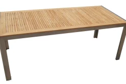 Sale Garten-Essgruppe, natur, Edelstahl/Teak, Esstisch 200 x 90 cm, 6 Stapelstühle, FSC®-zertifiziertes Produkt Garten-Essgruppen|Edelstahl-Gartenmöbel