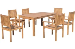 Online Garten-Essgruppe, natur, Akazie, Tisch 160 x 90 cm, 6 Gartenstühle, FSC®-zertifiziertes Produkt Garten-Essgruppen