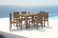 Online Garten-Essgruppe, natur, Akazie, Tisch 160 x 90 cm, 6 Gartenstühle, FSC®-zertifiziertes Produkt Garten-Essgruppen