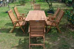 Discount Garten-Essgruppe, natur, Akazie, Ausziehtisch 180/240 x 100 cm, 6 Klappstühle, klappbar, FSC®-zertifiziertes Produkt Garten-Essgruppen|Akazien-Gartenmöbel