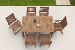 Outlet Garten-Essgruppe, natur, Akazie, Tisch 160 x 90 cm, 4 Stühle, 2 Klappsessel, FSC®-zertifiziertes Produkt Garten-Essgruppen