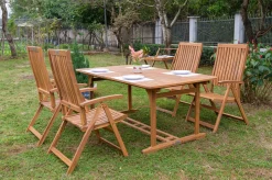 Sale Garten-Essgruppe, natur, Akazie, Ausziehtisch 150/200 x 90 cm, 4 Klappstühle, FSC®-zertifiziertes Produkt Garten-Essgruppen|Akazien-Gartenmöbel