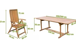 Sale Garten-Essgruppe, natur, Akazie, Ausziehtisch 150/200 x 90 cm, 4 Klappstühle, FSC®-zertifiziertes Produkt Garten-Essgruppen|Akazien-Gartenmöbel