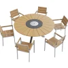 Hot Garten-Essgruppe, natur, Edelstahl/Teak, Ø 170 cm, 6 Stapelsessel, inkl. drehbarer Granitplatte + Eiskühler, FSC®-zertifiziertes Produkt Garten-Essgruppen|Edelstahl-Gartenmöbel