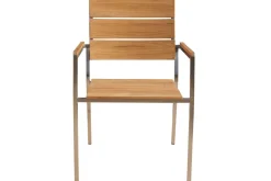Hot Garten-Essgruppe, natur, Edelstahl/Teak, Ø 170 cm, 6 Stapelsessel, inkl. drehbarer Granitplatte + Eiskühler, FSC®-zertifiziertes Produkt Garten-Essgruppen|Edelstahl-Gartenmöbel