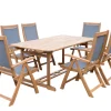 Clearance Garten-Essgruppe, natur/grau, Akazie/Textilene, Ausziehtisch 180/240 x 100 cm, 6 Klappstühle 5-fach, FSC®-zertifiziertes Produkt Garten-Essgruppen|Akazien-Gartenmöbel