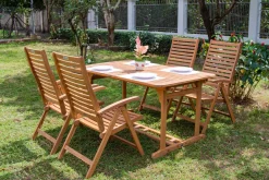 Clearance Garten-Essgruppe, natur, Akazie, Ausziehtisch 180/240 x 100 cm, 4 Klappstühle, klappbar, FSC®-zertifiziertes Produkt Garten-Essgruppen|Akazien-Gartenmöbel