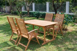 Clearance Garten-Essgruppe, natur, Akazie, Ausziehtisch 180/240 x 100 cm, 4 Klappstühle, klappbar, FSC®-zertifiziertes Produkt Garten-Essgruppen|Akazien-Gartenmöbel