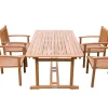Sale Garten-Essgruppe, natur, Akazie, Ausziehtisch 150/200 x 90 cm, 4 Armlehnensessel, FSC®-zertifiziertes Produkt Garten-Essgruppen|Akazien-Gartenmöbel