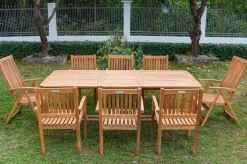 Sale Garten-Essgruppe, natur, Akazie, Ausziehtisch 150/200 x 90 cm, 2 Klappstühle, 6 Armlehnensessel, FSC®-zertifiziertes Produkt Garten-Essgruppen|Akazien-Gartenmöbel