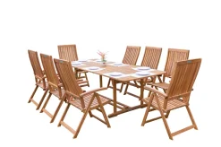 Hot Garten-Essgruppe, natur, Akazie, Ausziehtisch 150/200 x 90 cm, 8 Klappstühle, FSC®-zertifiziertes Produkt Garten-Essgruppen|Akazien-Gartenmöbel