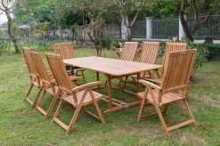 Hot Garten-Essgruppe, natur, Akazie, Ausziehtisch 150/200 x 90 cm, 8 Klappstühle, FSC®-zertifiziertes Produkt Garten-Essgruppen|Akazien-Gartenmöbel