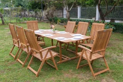 Hot Garten-Essgruppe, natur, Akazie, Ausziehtisch 150/200 x 90 cm, 8 Klappstühle, FSC®-zertifiziertes Produkt Garten-Essgruppen|Akazien-Gartenmöbel