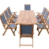 Outlet Garten-Essgruppe, natur/grau, Akazie/Textilene, Ausziehtisch 180/240 x 100 cm, 8 Klappstühle 5-fach, FSC®-zertifiziertes Produkt Garten-Essgruppen|Akazien-Gartenmöbel